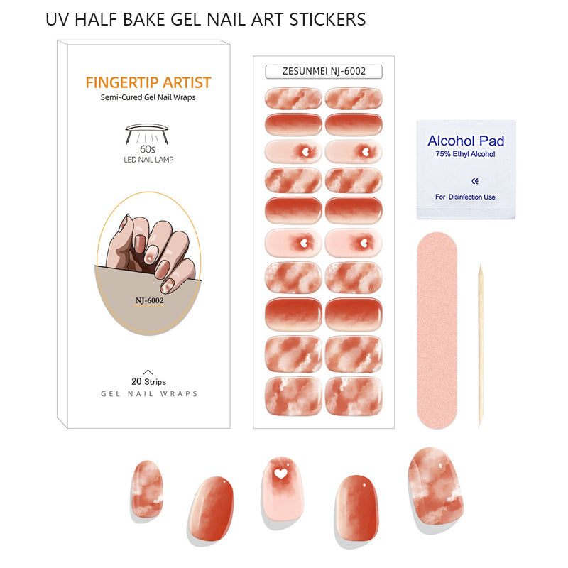 Semi Cure Gel Nail Stickers - 20 Pcs uv Nail Stickers | Gel Nail Stickers with UV Lights | Salon Quality, Long Lasting
